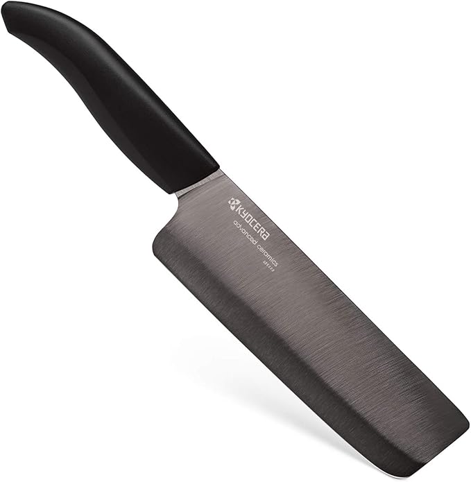Kyocera Revolution Series 6-Inch Nakiri Vegetable Cleaver, Black Blade