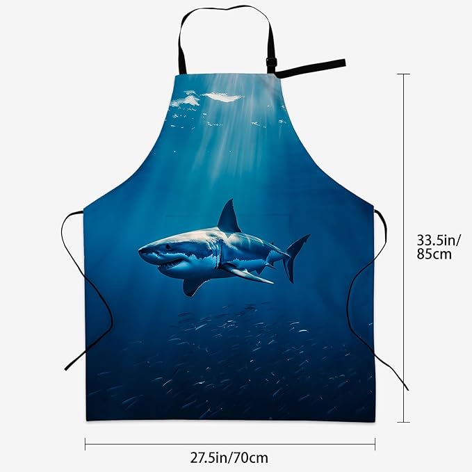 Octopus Apron for Women Men 28x33in, Kitchen Chef Aprons with 2 Pockets, Polyester, Underwater Octopus Apron