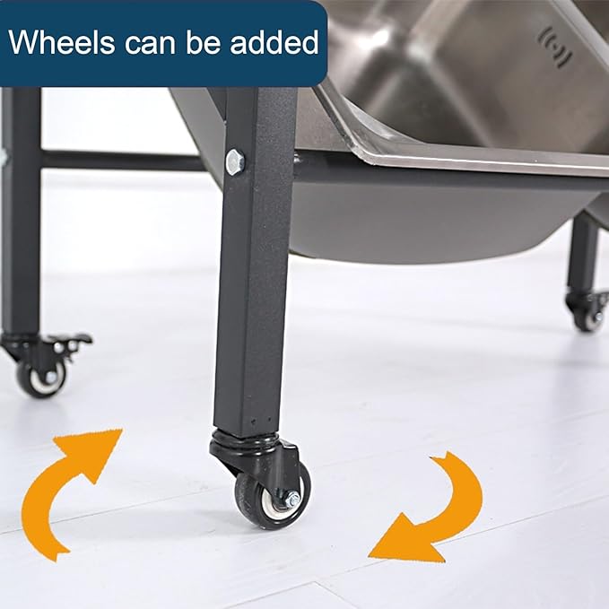XPLKQXE Floor Standing Kitchen Sink Display Rack, Movable Metal Dish Tub Wash Basin Organizer Shelf, Multi-layer Dishpan Sample Show Holder, Exhibition Halls Store (Color : With wheel, Size : 90x39x