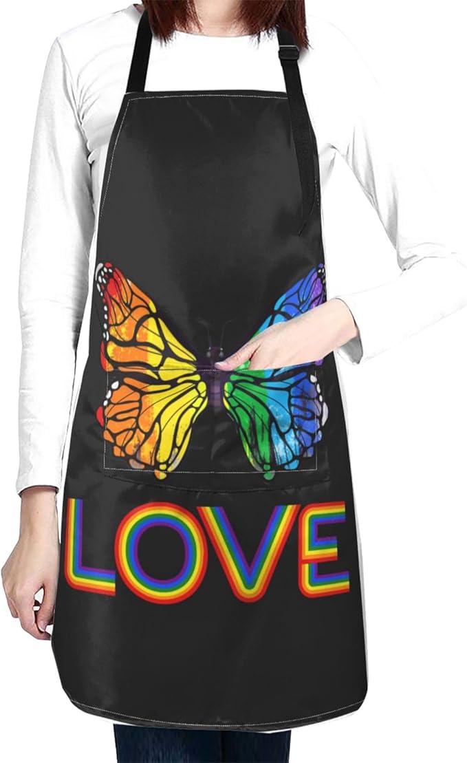 LGBT Aprons Gay Aprons with Pockets and Adjustable Rainbow Apron for Gardening Cooking Kitchen