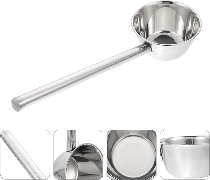 Yardwe Long Handle Stainless Steel Water Ladle - 18.3 Inch Lengthened Scoop for Watering Flowers, Vegetables, and Kitchen Use, Large Capacity, and Comfortable Grip