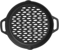 Round Cast Iron Grill Baskets for all Charcoal Smoker and Gas Grills,12 Inch Nonstick Cast Iron Grill Pan Tray Could Cooking Veggie Meat Fish -Dual Handle Grill Basket for All Outdoor Grills