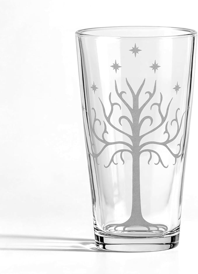 WHITE TREE OF MINAS TIRITH Engraved 16oz Pint Glass | Inspired by Tolkien Power Ring and Middle Earth | Great Christmas Gift Idea | Unique Elvish Fantasy Wizard Fantasy Decor!
