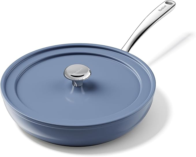 Redchef Ceramic Frying Pans Non Stick 9.5", 2.4QT Deep Saute Pan with Lid, Large Jumbo Cooker with Stay Cool Handle, Non Toxic Cooking Ceramic Pan, Induction Dishwasher Safe, PFOA & PFAS Free(Blue)