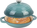 Premium Enameled Cast Iron Dutch Oven for Bread Baking | Non-Stick 5QT Oval Bread Oven with Lid | Perfect for Sourdough, Loaf, and Artisan Baking (Round Green, 5 QT)