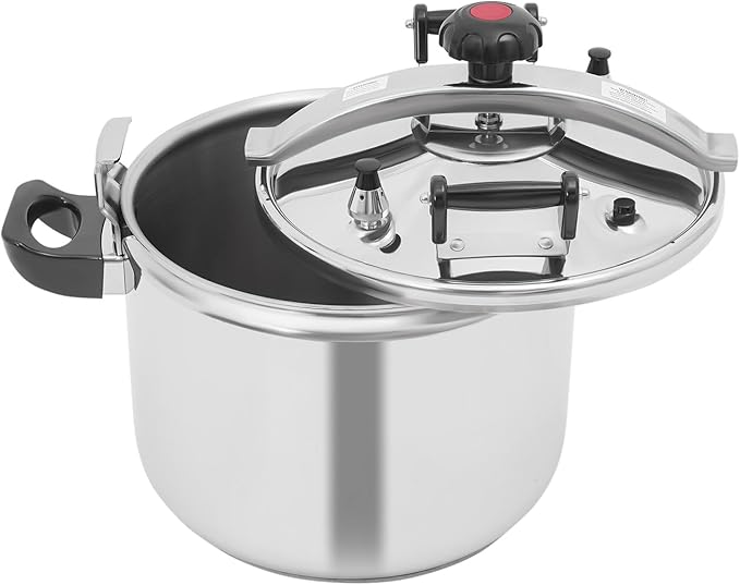 Stainless Steel Pressure Cooker 60kpa Large Pressure Canner Triple-Layer Composite Base Canning Pot with Resilient Beam & 2 Valves for Open Fire, Electric Stove, Induction Stove (40L/42.27Qt)