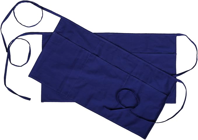 RAJRANG Pure Cotton Waitress Apron Half Server Waist Short Aprons with 3 Pockets