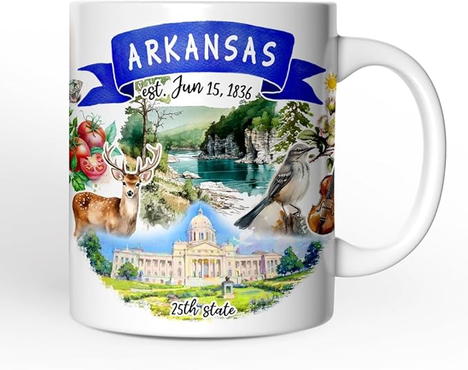 OrnamentallyYou Artistic Arkansas State Themes and Landmarks Mug