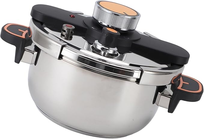 JTLB Pressure Cooker Professional Efficient Fast Even Heating Prevents Stick Large Capacity 304 Stainless Steel Canning Pot for Home Kitchen (6L)