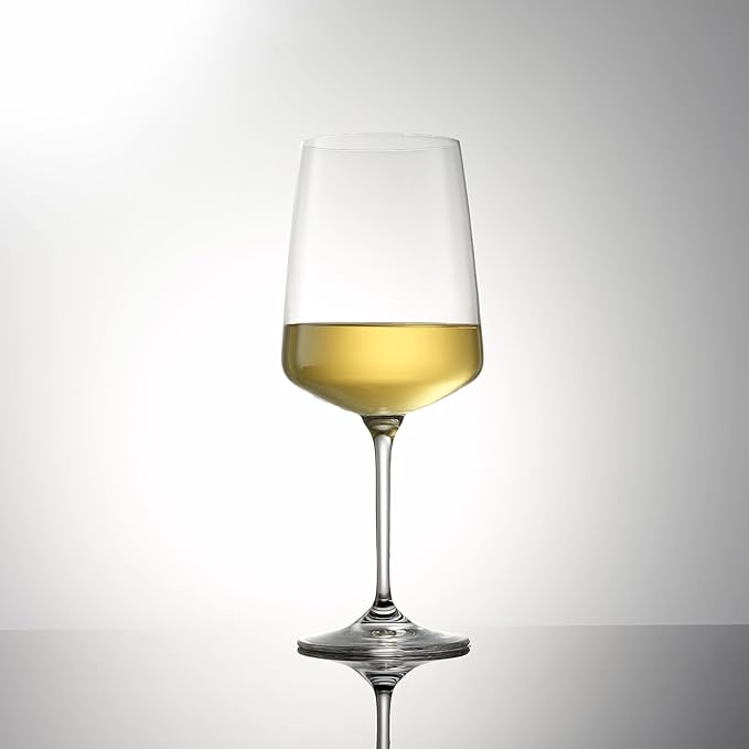 JoyJolt Sidney White Wine Glasses Set of 4 | 17 oz Modern Crystal Wine Glasses also for Red Wine | Home Bar Glass Set | Wedding Registry and Hosting Gifts | Premium Crystal Stemware Made in Europe