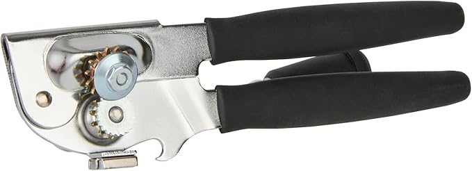 Restaurantware Stainless Steel Magnetic Manual Can Opener - 36 Pack - German Standard Black Crank Can Opener with Magnet, Ergonomic Handle, Non-Slip- Heavy-Duty Hand Can Opener, Easy Turn, Sharp Blade