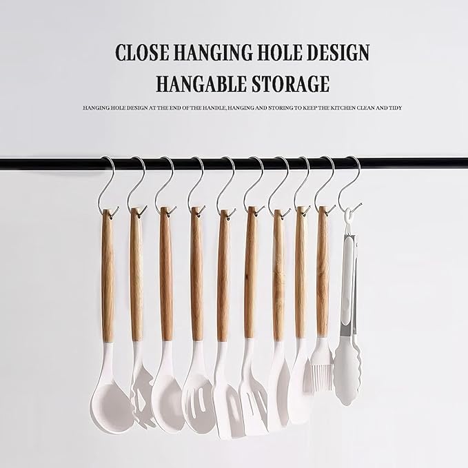 Silicone Cooking Utensils Set For Kitchen, Spoons Spatula Spatulas Accessories, Baking Heat Resistant Cookware De Home, Rubber New Apartment Decor, Plastic Nonstick Turner Tool (white)