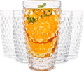 G Hobnail Glassware 6 Set Old Fashioned Iced Beverage Drinking Glasses, 13.3 oz Premium Tall Highball Water Glasses Cups For Juice Cocktail Mojito Wine,Beer, Tea, Mixed Drinkware,Parties Restaurants