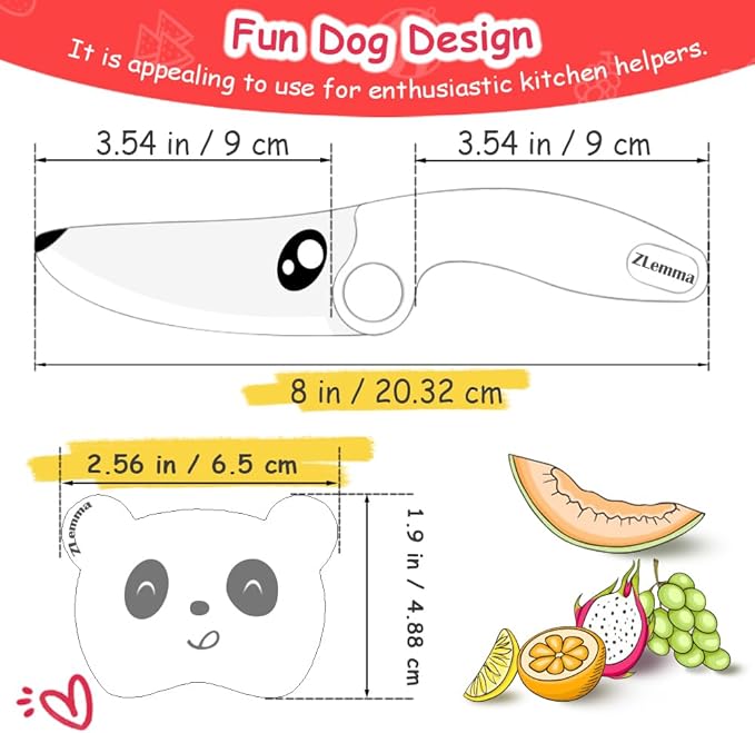 Toddler Knife Set for Real Cooking Montessori Kitchen Tool, Nylon Handle & Stainless Steel Blade Safe Edge for Beginner Training Cutting Knives Set (Pink)