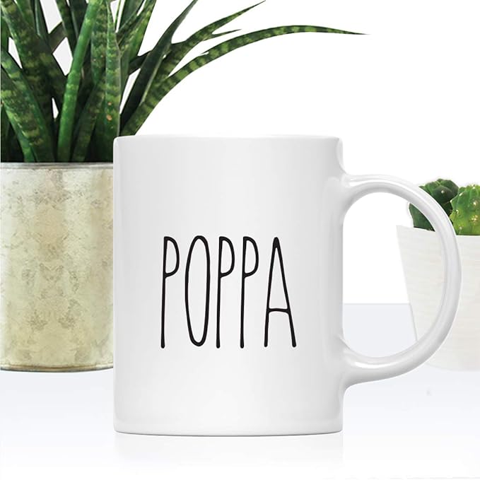 Andaz Press Simple Rustic Farmhouse Kitchen Decor 11oz. Ceramic Coffee Tea Mug Gift, Poppa, 1-Pack, Birthday Christmas Gift Ideas for Family, Friends