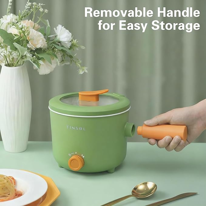 2L Multi-Function Electric Pot, Portable Mini Rice Cooker, 600W Non-Stick Sauté Pan, Two-Speed Adjustable Hot Pot Electric Suitable for Steak, Eggs, Fried Rice, Pasta, Mushroom Soup