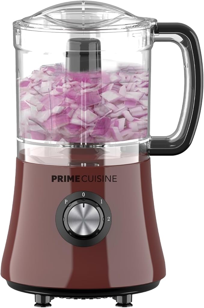 Electric Vegetable Chopper & Food Processor, 3 Cup Capacity, For Mincing, Emulsify and Puree (Burgundy)