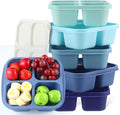 Honeydak 5 Pack Snack Containers 4 Compartment Bento Snack Boxes Reusable Lunchable Containers with Lids Divided Meal Prep Lunch Food Storage Box for School Work Travel(Blue Ombre,Equal)