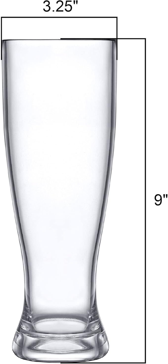 Amazing Abby - Genny - 22-Ounce Plastic Beer Glasses (Set of 6), Plastic Pilsner Glasses, Reusable Cups, BPA-Free, Shatter-Proof, Dishwasher-Safe, Perfect for Poolside, Outdoors, Camping, and More