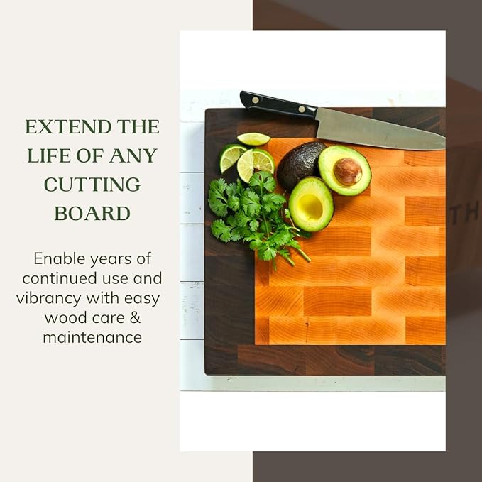 The Boardsmith Cutting Board Oil and Board Butter Set - Premium Food Grade Mineral Oil and Beeswax Cutting Board Wax - Large