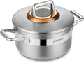 Hybrid Nonstick 3-Quart Stockpot,8 Inch Stainless Steel Stockpot with Lid,Non-stick Soup Pot,PFAS PFOA PTFE Free,Dishwasher-Friendly, Oven-Safe Up to 600°F,Compatible with All Cooktops
