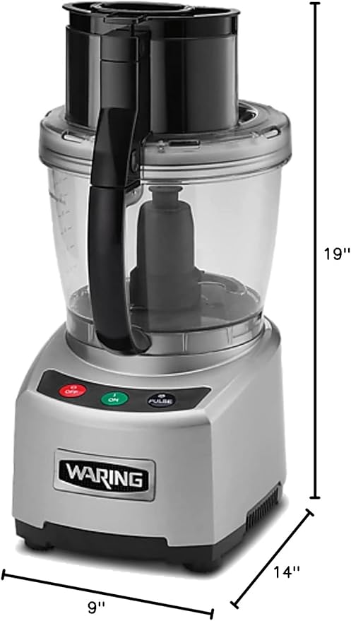 Waring Commercial WFP16S 4 Quart Food Processor, 2 HP Motor, Extra Large Feed Tube, Patented LiquiLock Seal Bowl System, Includes Shredding, Slicing, Whipping Disc and a Standard S blade for Chopping, Pureeing, and Emulsyfying, 120V 5-15 Phase Plug