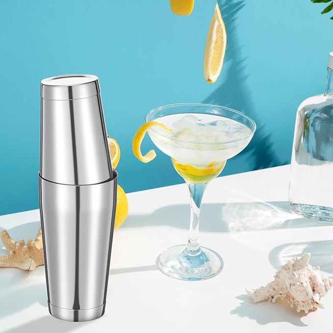 4 Pack Cocktail Shakers Professional Bar Shaker Boston Set Stainless Steel Martini Drink Mixer Basic Tool Weighted Shake Metal Can Cocktail Shaker Set(Silver)