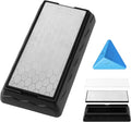 Double-sided Diamond Sharpening Stone,Knife Sharpening Stone with Extra Fine 1000/Coarse 600 Grit Diamond Plate, Storage Case with Non-Slip Base & Angle Guide(7 x 3.5 Inch)