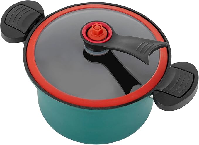 Multifunctional Micro Pressure Cooker,Large Capacity 304 Stainless Steel Non-Stick Pot with Visual Lid & Twist Lock Handles for Gas,Induction & Electric Stoves