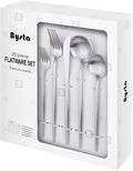 Matte Silverware Set, Bysta 20-Piece Stainless Steel Flatware Set Cutlery Set Service For 4, Satin Finish, Dishwasher Safe, Nice Gift Box