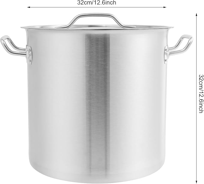 25L/26.4Qt Commercial Large Stock Pot with Lid,Nickel Free Stainless Steel Cookware Healthy Polished Stockpots, Induction Soup Pot for Cooking Home Use