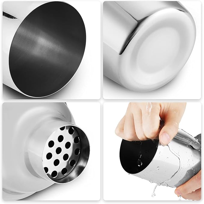Cocktail Shaker with Double Measuring Jigger,Professional Stainless Steel 24oz Martini Shaker Set,Drink Built-In Strainer,Bartender Kit.