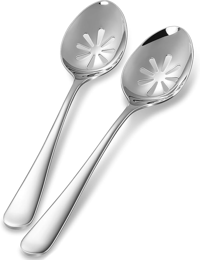 KEAWELL Premium Louise 9" Serving Spoon Set – 18/10 Stainless Steel - Uniting Elegance and Durability - Exquisite Serving Utensils for Parties (Slotted Spoon)