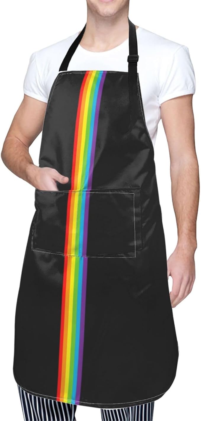 LGBT Aprons Gay Aprons with Pockets and Adjustable Rainbow Apron for Gardening Cooking Kitchen