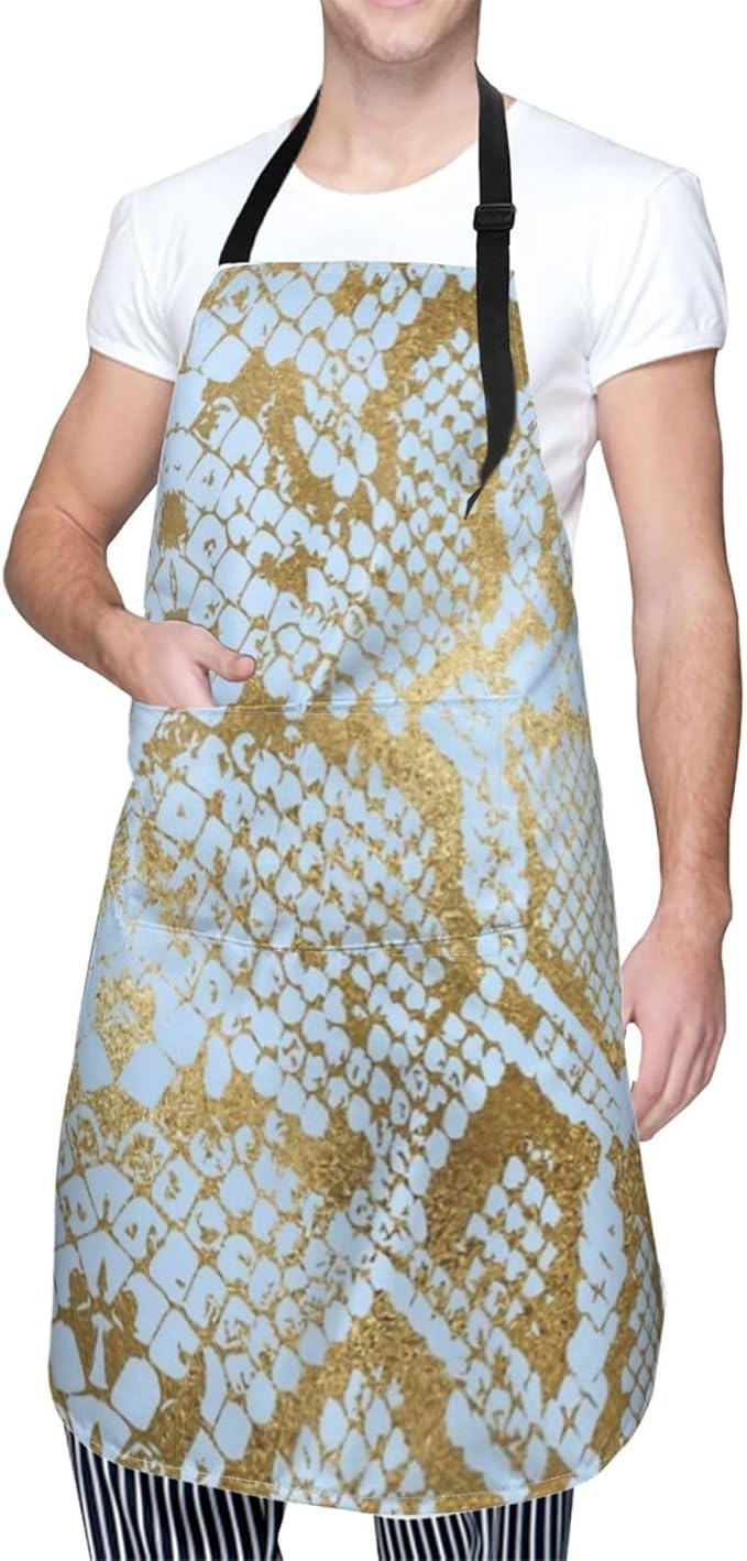 Snakeskin Aprons Cool Aprons with Pockets and Adjustable Mens Apron for Gardening Cooking Kitchen
