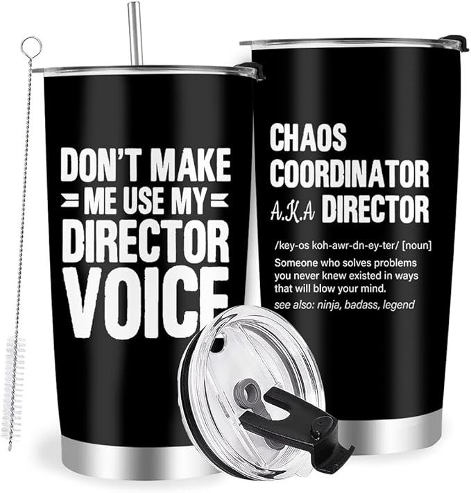 Director Gifts Tumbler, 20oz Stainless Steel Travel Coffee Mug for Band, Art Theater Movie Film, Program Director, Boss Appreciation