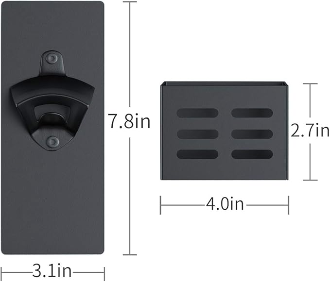 Magnetic Bottle Opener with Cap Catcher,Removable Wall Mounted Beer Bottle Opener for Kitchen Fridge,Beer Gifts for Men (black)