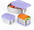 Small Stainless Steel Lunch Containers for Kids | Leak Proof BPA Free Snack Containers with 100% Pure Silicone Lids - Perfect Metal Lunch Box with Lids for School and Daycare (25oz+8oz*2)