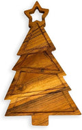 Christmas Tree Shaped Wood Cutting Chopping Board for Kitchen, Wooden Charcuterie Platter, Decorative Serving Tray, Cheese Boards,Christmas Gift 37.3L x 22.6W cm Natural Wood Brown