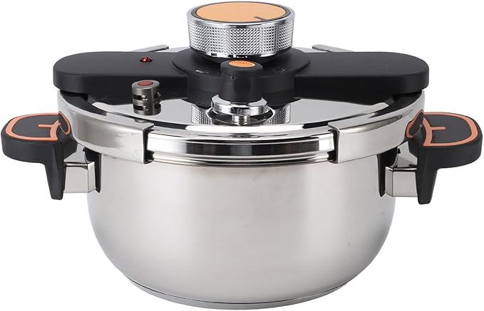JTLB Pressure Cooker Professional Efficient Fast Even Heating Prevents Stick Large Capacity 304 Stainless Steel Canning Pot for Home Kitchen (6L)