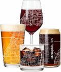 Blue Ridge Mountain Gifts - Memphis Souvenir - Tennessee Glassware Gift, Etched City Map, Laser Engraved and Dishwasher Safe