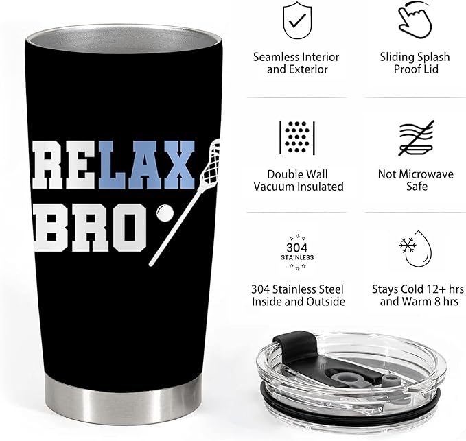Lacrosse Gifts for Boys Girls, Lacrosse Gifts, 20oz Stainless Steel Tumbler with Lid Straw