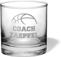 Basketball Whiskey Glasses - Personalized Engraved Basketball Coach Whiskey Glass Coach Award Thank You Gifts for Men End of Season Gifts for Coaches (Basketball, Single Whiskey Gift Box)