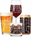 Blue Ridge Mountain Gifts - Kansas City Souvenir - Missouri Glassware Gift, Etched City Map, Laser Engraved and Dishwasher Safe