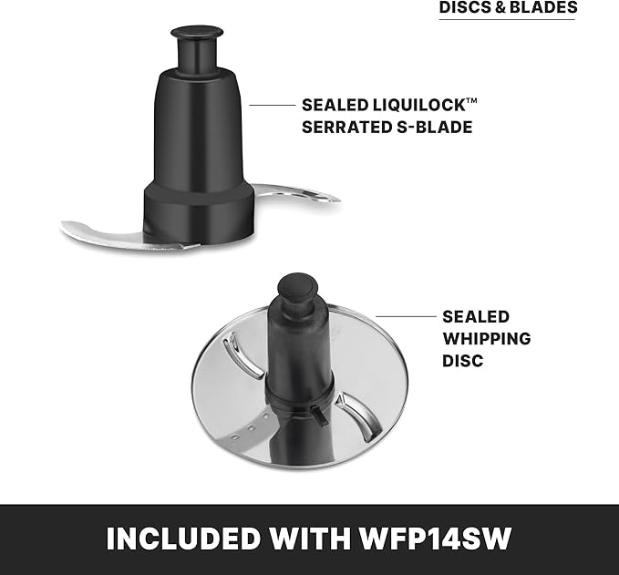 Waring Commercial WFP14SW 3.5 Quart Food Processor, 1 HP Motor, Low Profile Design, Patented LiquiLock Seal Bowl System, Includes Whipping Disc and a Standard S blade for Chopping, Pureeing, and Emulsyfying, 120V, 5-15 Phase Plug