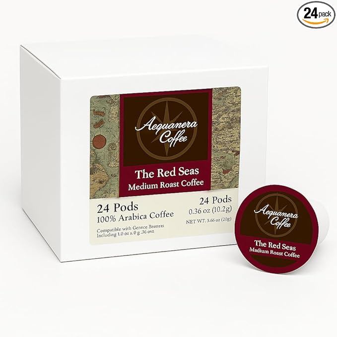Acquanera Coffee - The Red Seas, Medium Roast Coffee - 100% Arabica - Single Serve Coffee Pods Compatible With K-cup Brewers - 24 count