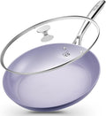 KOCH SYSTEME CS 14 Inch Frying Pan with Lid, Large Skillet with Lid, Extra Large Fry Pan for Family & Commercial Use, Oven Safe, 14 Inch Skillet Lids, Induction Compatible, Purple