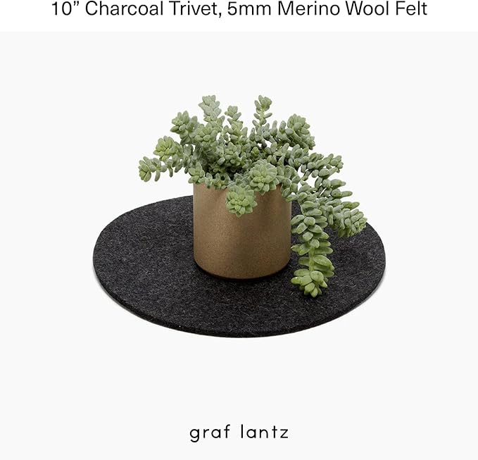 Graf Lantz - Trivets for Hot Dishes - Heat Resistant 100% Merino Wool - Hot Pads for Kitchen, Countertops, Tables, Sizzling Dishes, Pots & Pans - Home Decor, Kitchen Accessories - 10", Charcoal