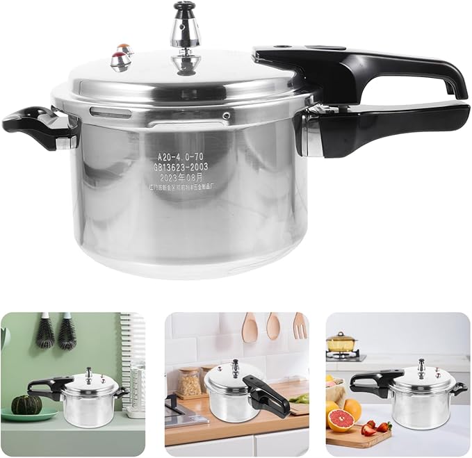 DOITOOL Aluminum Pressure Cooker 20cm/7.9inch Bottom Small Pressure Cooker for Gas Stove Induction for Home Cooking, Silver