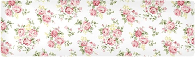 senya Flower Trivet Table Runner 40 Inches Long Pink Rose Flower Floral Heat Resistant Hot Pad Multi Purpose Mat for for Hot Pots Pans Kitchen Countertops, B01C23045